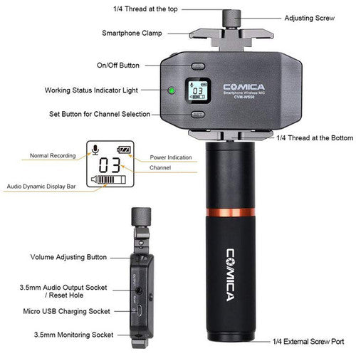Comica CVM-WS50H Wireless Handheld Microphone Kit for Smartphones