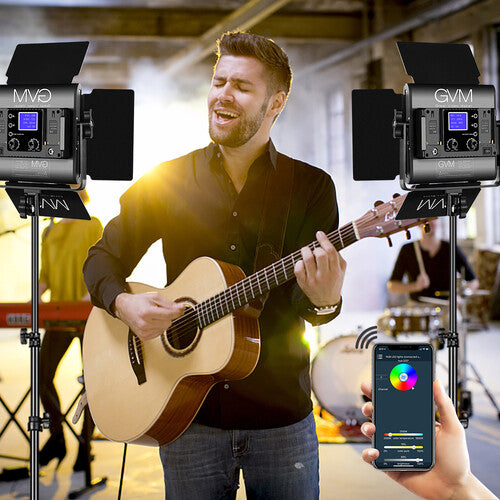 GVM 800D-RGB LED Video Light Panel 2-Light Kit with Stands & Case