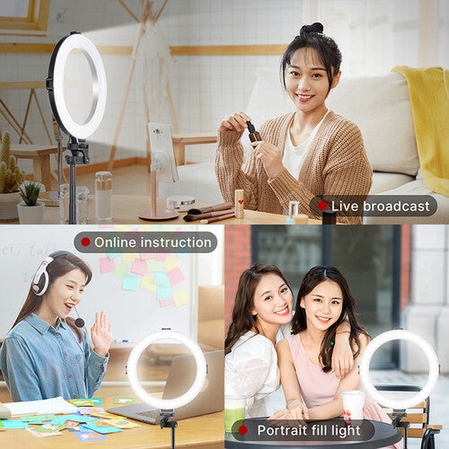 VIJIM Dual 8" Ring Light Vlog Kit with Tripods, Phone Holders & Bluetooth Remotes