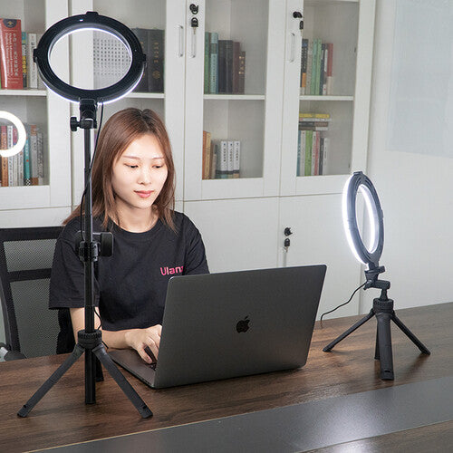 VIJIM Dual 8" Ring Light Vlog Kit with Tripods, Phone Holders & Bluetooth Remotes