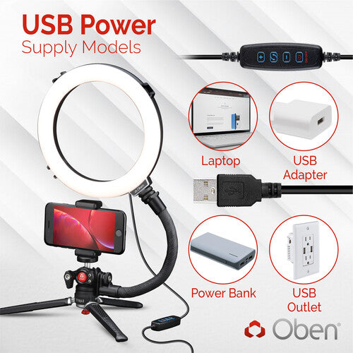 Oben TTVLK-8 Vlogging Kit – 8" LED Ring Light with Tripod & Phone Mount