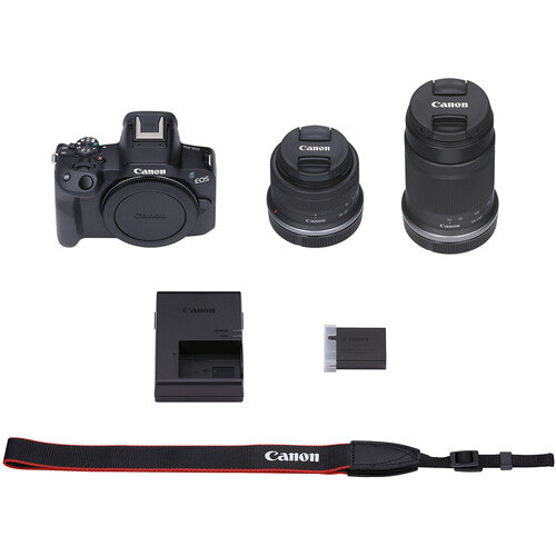 Canon EOS R50 Mirrorless Camera with 18-45mm & 55-210mm Lenses – Black