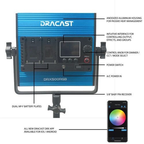 Dracast X Series LED500 RGBWW 3-Light Travel Kit