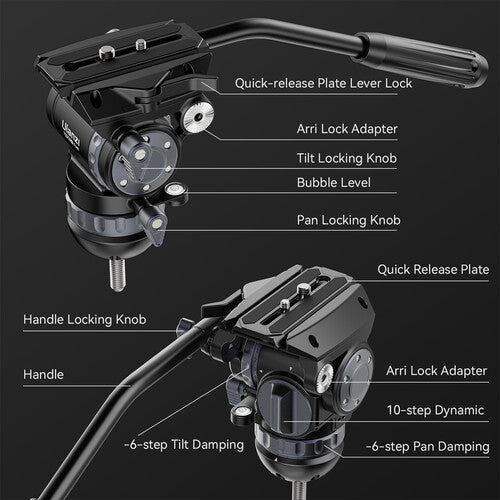 Ulanzi T046 VideoFast Heavy-Duty Carbon Fiber Tripod with Fluid Head