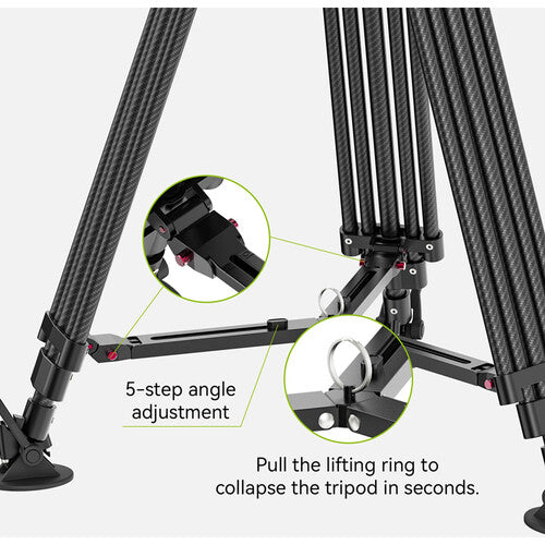 Ulanzi T046 VideoFast Heavy-Duty Carbon Fiber Tripod with Fluid Head