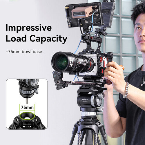 Ulanzi T046 VideoFast Heavy-Duty Carbon Fiber Tripod with Fluid Head