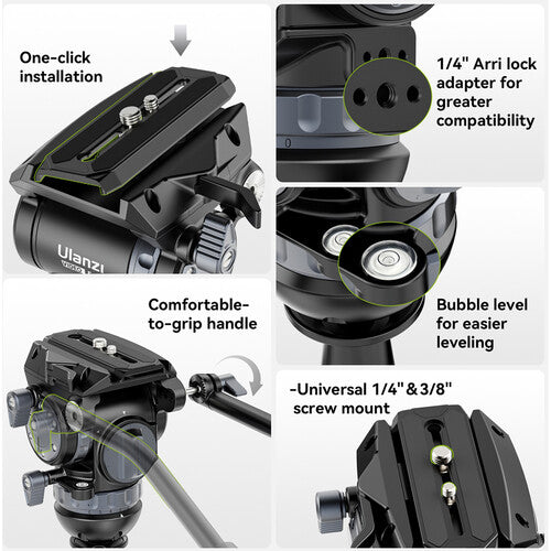 Ulanzi T046 VideoFast Heavy-Duty Carbon Fiber Tripod with Fluid Head