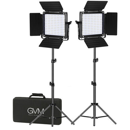 GVM 800D-RGB LED Video Light Panel 2-Light Kit with Stands & Case