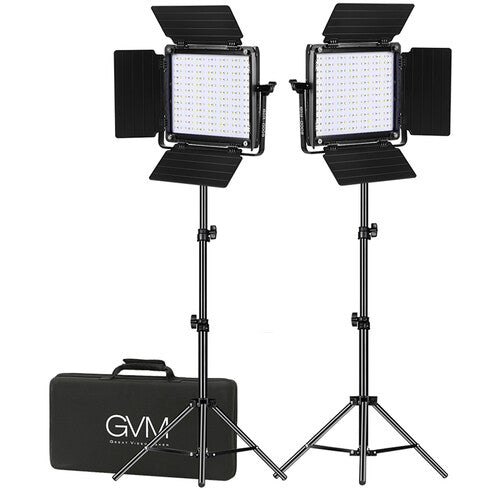 GVM 800D-RGB LED Video Light Panel 2-Light Kit with Stands & Case