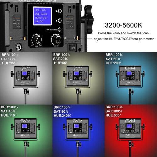 GVM 800D-RGB LED Video Light Panel 2-Light Kit with Stands & Case