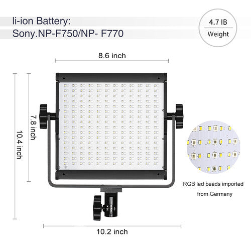 GVM 800D-RGB LED Video Light Panel 2-Light Kit with Stands & Case
