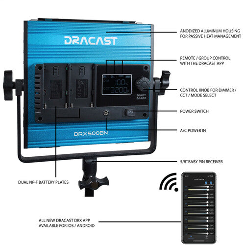 Dracast X Series LED500 Bi-Color LED Light Panel (8x8")