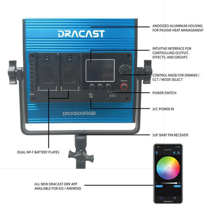 Dracast X Series LED500 RGBWW 3-Light Travel Kit