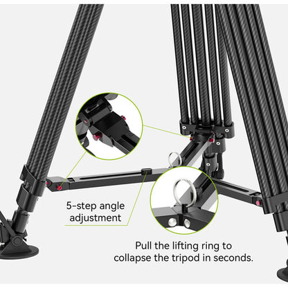 Ulanzi T046 VideoFast Heavy-Duty Carbon Fiber Tripod with Fluid Head