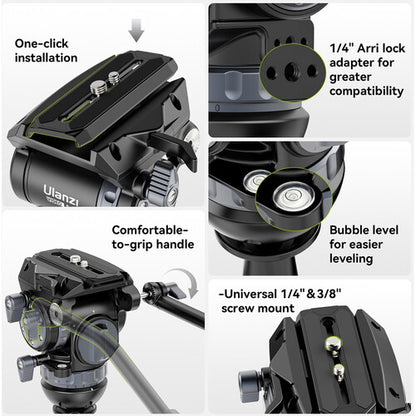 Ulanzi T046 VideoFast Heavy-Duty Carbon Fiber Tripod with Fluid Head