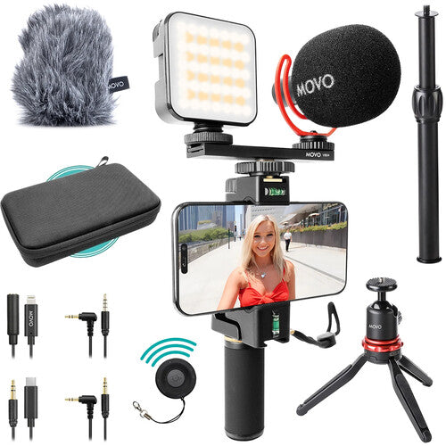 Movo iVlogger-PRO Vlogging Kit – Complete Mobile Filmmaking Bundle