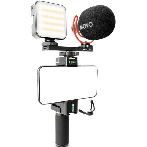 Movo iVlogger-PRO Vlogging Kit with RGB Light, Microphone & MV-T5 57” Tripod