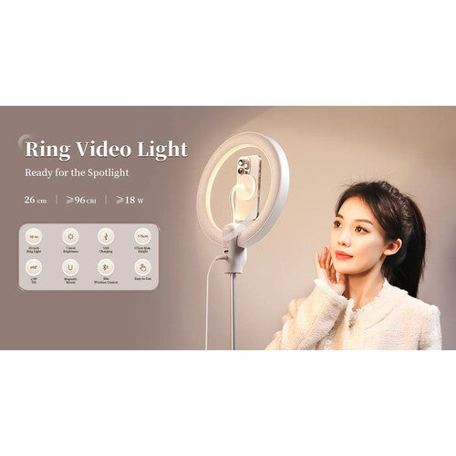 Ulanzi T015 10" Bi-Color LED Ring Light with Magnetic Mount & Telescopic Tripod